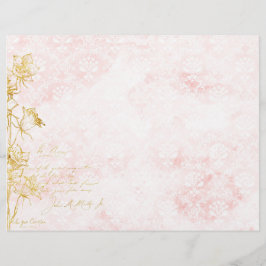 Elegant Damask en Gouden Bloemen Scrapbook Papier
