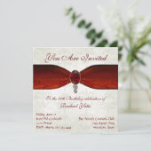 Elegant damask en Ruby Invitations Kaart (Staand voorkant)