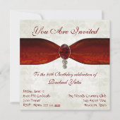 Elegant damask en Ruby Invitations Kaart (Voorkant)