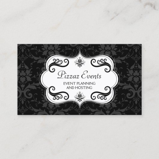 Elegant Damask en Swirls Visitekaartje (Voorkant)