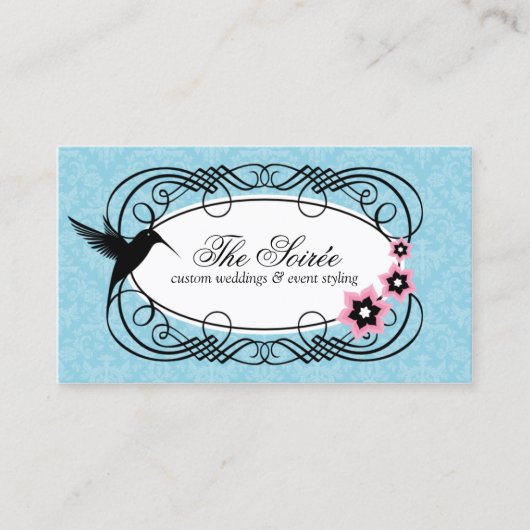 Elegant Damask Event Coordinator Visitekaartje (Voorkant)