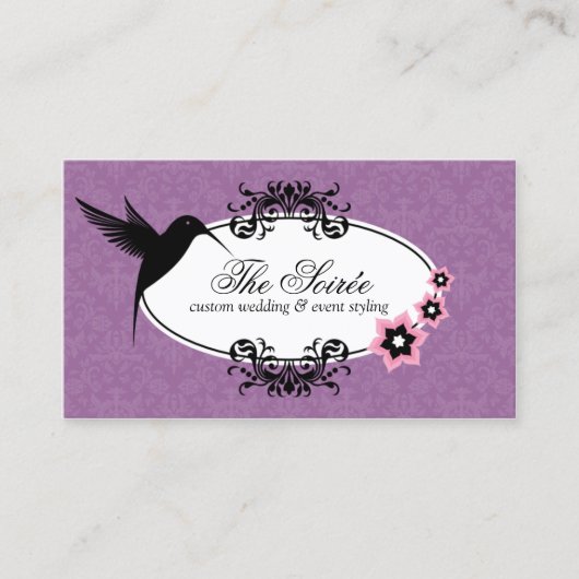 Elegant Damask Event Coordinator Visitekaartje (Voorkant)