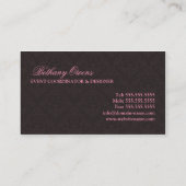 Elegant Damask Event Coordinator Visitekaartje (Achterkant)