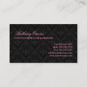 Elegant Damask Event Coordinator Visitekaartje (Achterkant)