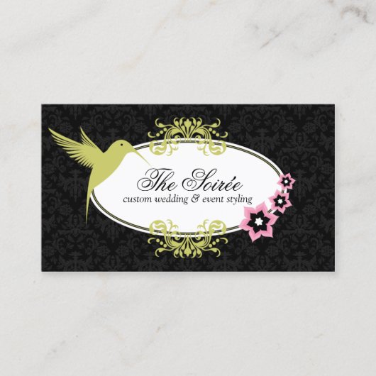 Elegant Damask Event Coordinator Visitekaartje (Voorkant)