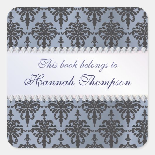Elegant Damask Ex Libris Book Label (Voorkant)