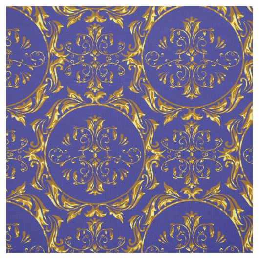 Elegant Damask Fabric Navy Blue Stof (Swatch)