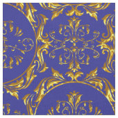 Elegant Damask Fabric Navy Blue Stof (Close Up)