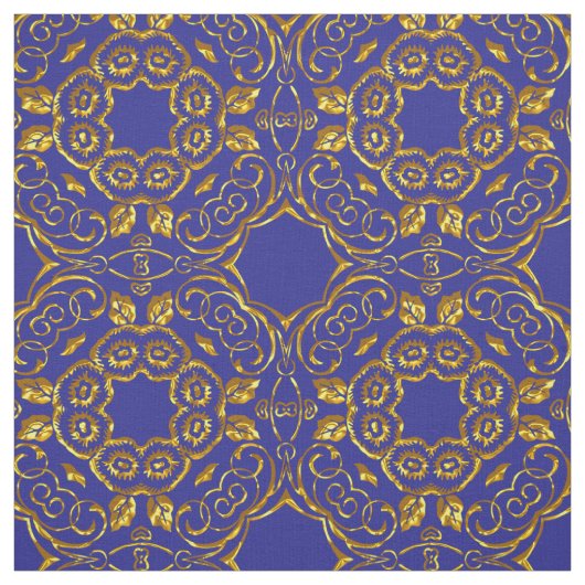 Elegant Damask Fabric Navy Blue Stof (Swatch)