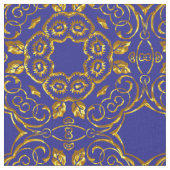 Elegant Damask Fabric Navy Blue Stof (Close Up)