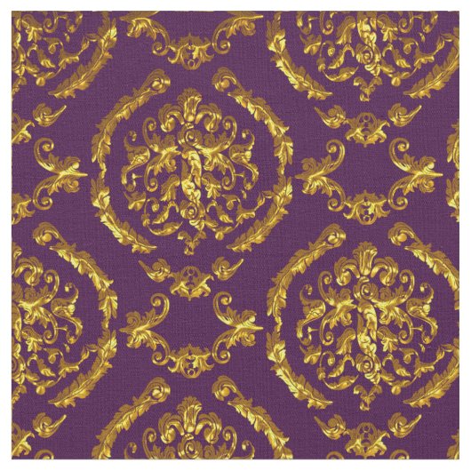 Elegant Damask Fabric Paars Stof (Close Up)
