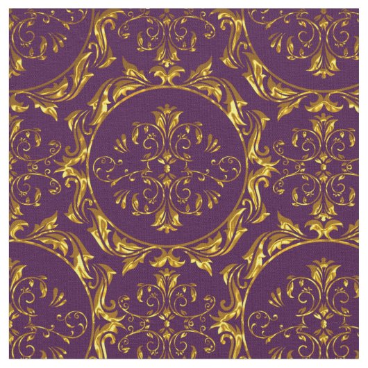 Elegant Damask Fabric Paars Stof (Close Up)