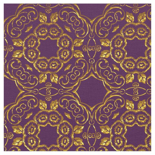 Elegant Damask Fabric Paars Stof (Close Up)