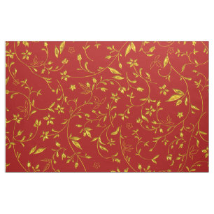 Elegant Damask Fabric Red Stof