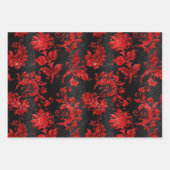 Elegant Damask Faux Velvet Red Black Gift Inpakpapier Vel (Voorkant)