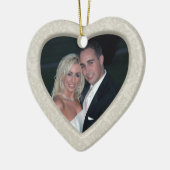 Elegant Damask First Kerstfotoornament Keramisch Ornament (Links)