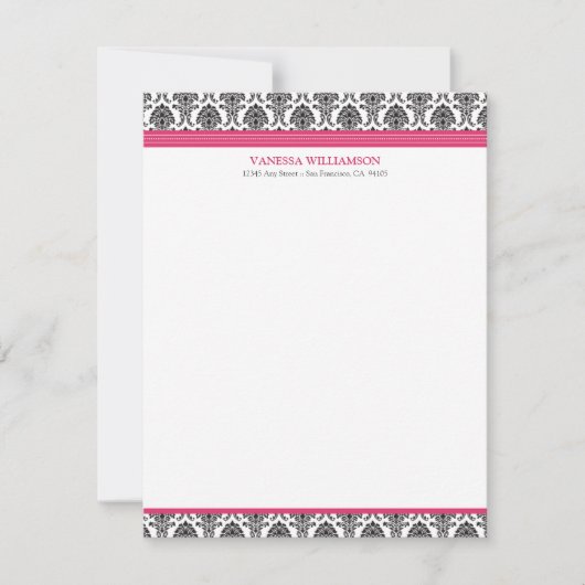 Elegant Damask flat Note-kaarten (Oscars) Notitiekaartje (Voorkant)