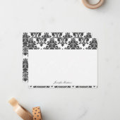 Elegant Damask-flatnote-kaarten Notitiekaartje (Voorkant / Achterkant in situ)