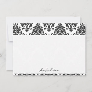 Elegant Damask-flatnote-kaarten Notitiekaartje