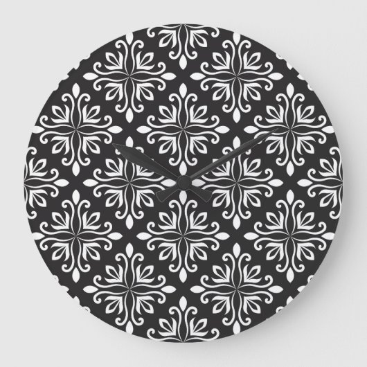 Elegant Damask: Floral Art Deco Grote Klok (Voorkant)