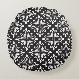 Elegant Damask: Floral Art Deco Rond Kussen