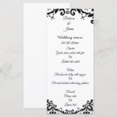 Elegant Damask Floral Black & White Wedding Menu (Voorkant / Achterkant)