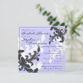 Elegant Damask Floral Bridal Shower Invitation Kaart (Staand voorkant)