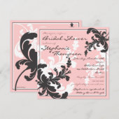 Elegant Damask Floral Bridal Shower Invitation Kaart (Voorkant / Achterkant)
