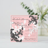 Elegant Damask Floral Bridal Shower Invitation Kaart (Staand voorkant)