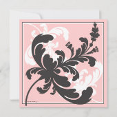 Elegant Damask Floral Bridal Shower Invitation Kaart (Achterkant)