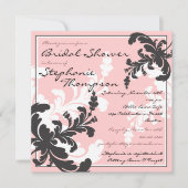 Elegant Damask Floral Bridal Shower Invitation Kaart (Voorkant)