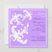 Elegant Damask Floral Bridal Shower Invitation Kaart (Voorkant)
