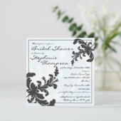 Elegant Damask Floral Bridal Shower Invitation Kaart (Staand voorkant)