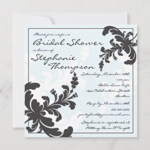 Elegant Damask Floral Bridal Shower Invitation Kaart