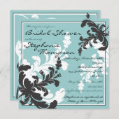 Elegant Damask Floral Bridal Shower Invitation Kaart (Voorkant / Achterkant)