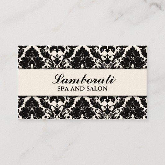 Elegant Damask Floral Pattern Cream Modern Stijlvo Visitekaartje (Voorkant)