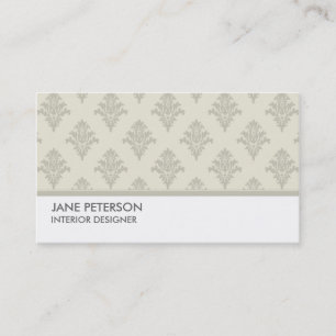 Elegant Damask Floral Pattern Interior Designer Visitekaartje