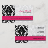 Elegant Damask Floral Pattern Modern Stijlvol Roze Visitekaartje (Voorkant / Achterkant)