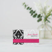 Elegant Damask Floral Pattern Modern Stijlvol Roze Visitekaartje (Staand voorkant)