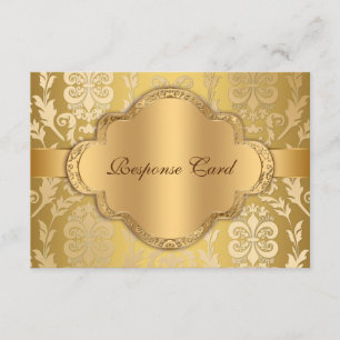 Elegant Damask Floral Swirl Gold Jubileum RSVP