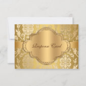 Elegant Damask Floral Swirl Gold Jubileum RSVP (Voorkant)