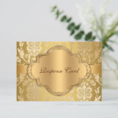 Elegant Damask Floral Swirl Gold Jubileum RSVP (Staand voorkant)