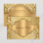 Elegant Damask Floral Swirl Gold Jubileum RSVP (Voorkant / Achterkant)