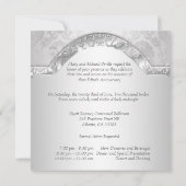 Elegant Damask Floral Swirl Silve 25th Jubileum Kaart (Achterkant)