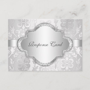Elegant Damask Floral Swirl Silver RSVP