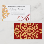 Elegant Damask for Interior Decorator, Restaurant Visitekaartje (Voorkant / Achterkant)