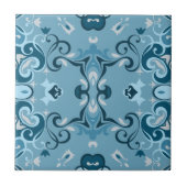 Elegant Damask Frosty Blue Winter Mosaic Pattern Tegeltje (Voorkant)