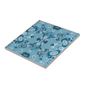 Elegant Damask Frosty Blue Winter Mosaic Pattern Tegeltje (Zijkant)