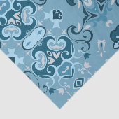 Elegant Damask Frosty Blue Winter Mosaic Pattern Tissuepapier (Detail)