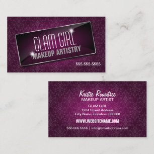 Elegant Damask Glass Jewel en Sparkles Visitekaartje